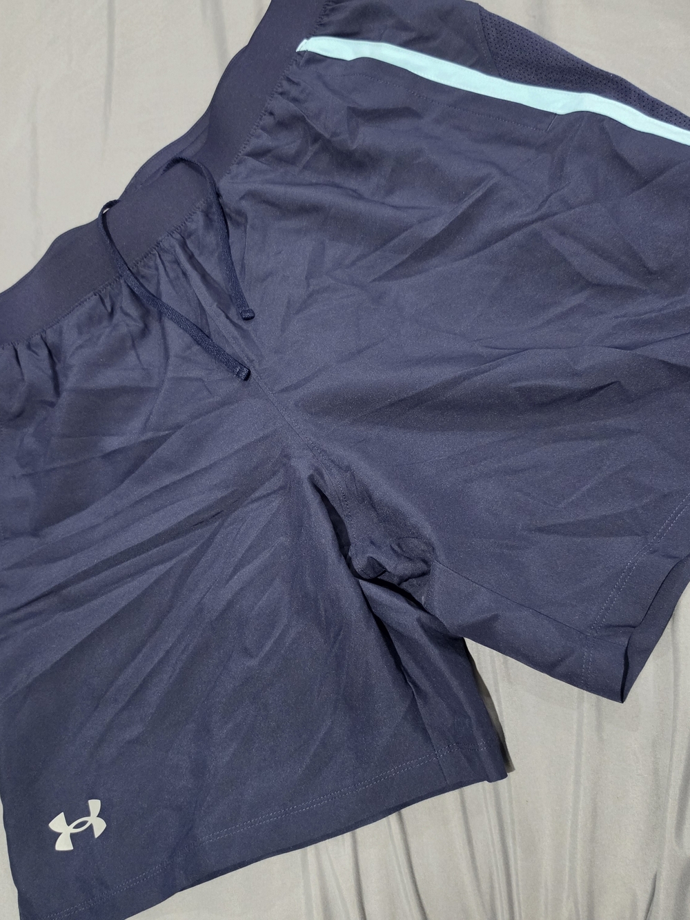 Under Armour Men’s Navy Athletic Shorts with Light Blue Accent